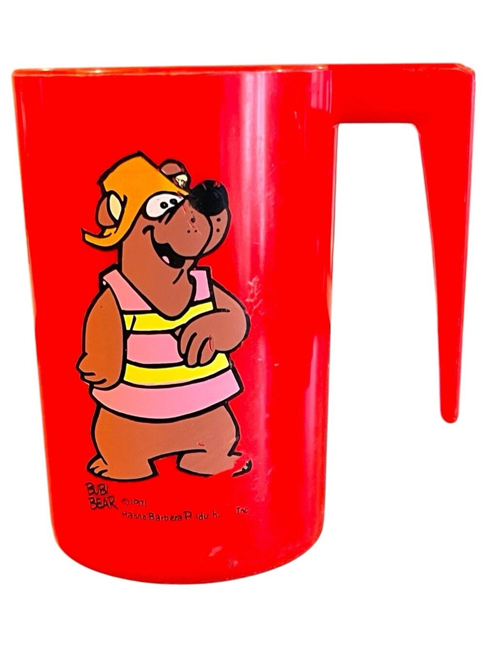 Vintage Red 1971 BUBI BEAR Plastic Cup Hanna-Barbera Productions Cartoon